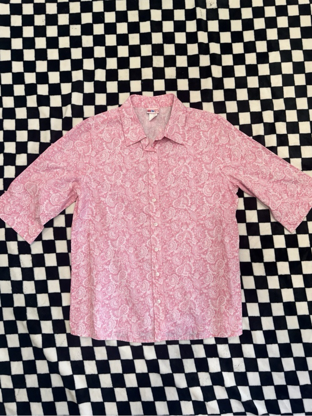 Women's Pink Paisley Button-Down Shirt
